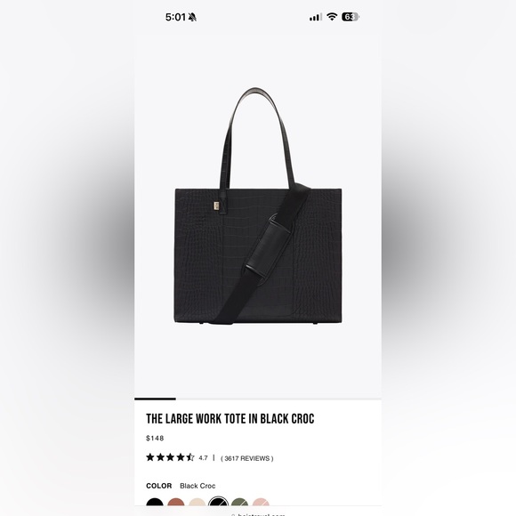 Beis Large Work Tote in Black - Picture 2 of 4